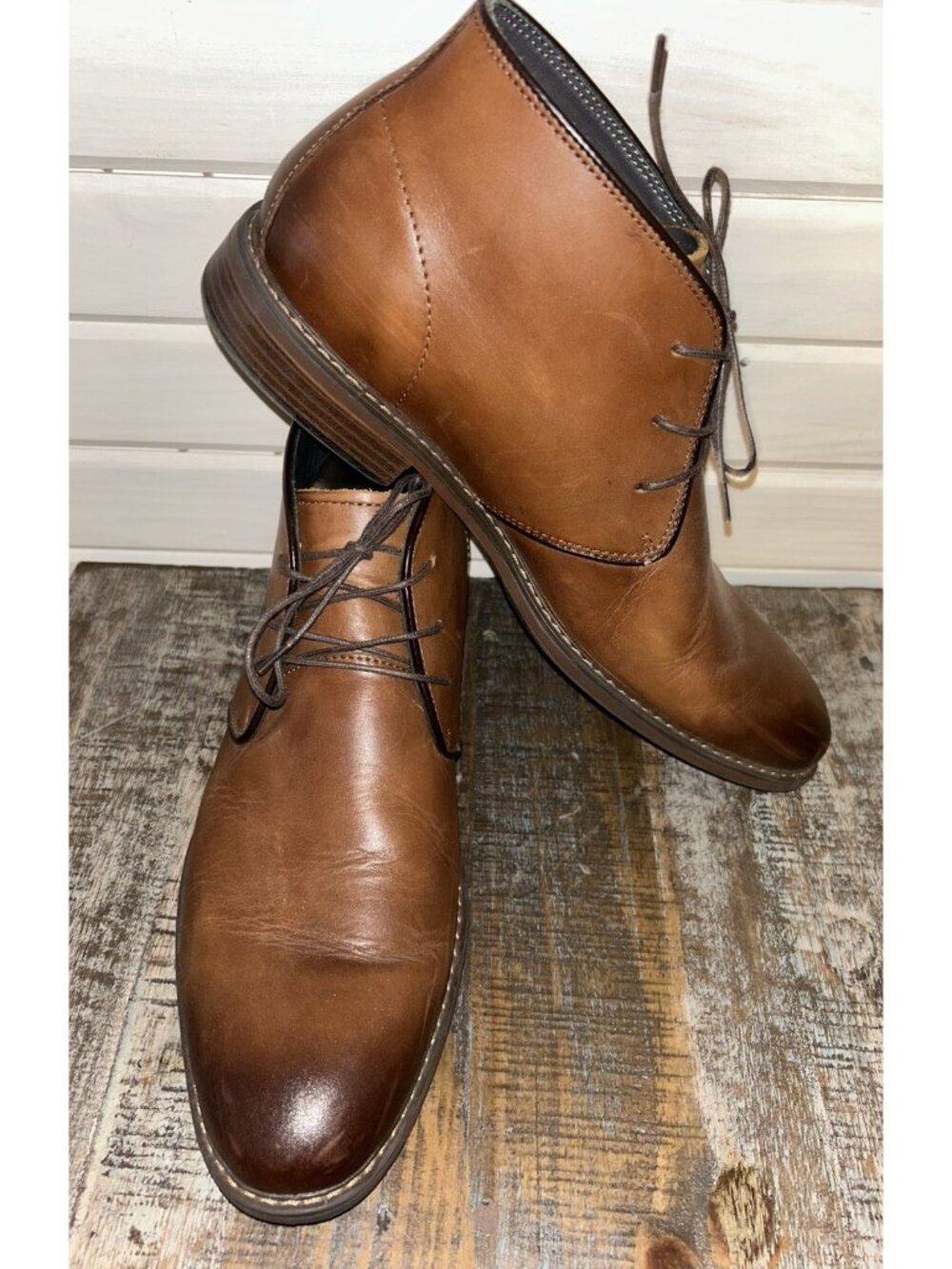 Nordstrom Sz 10.5 Maddox Chukka Boots - Brown Leather Men’s Lace Up